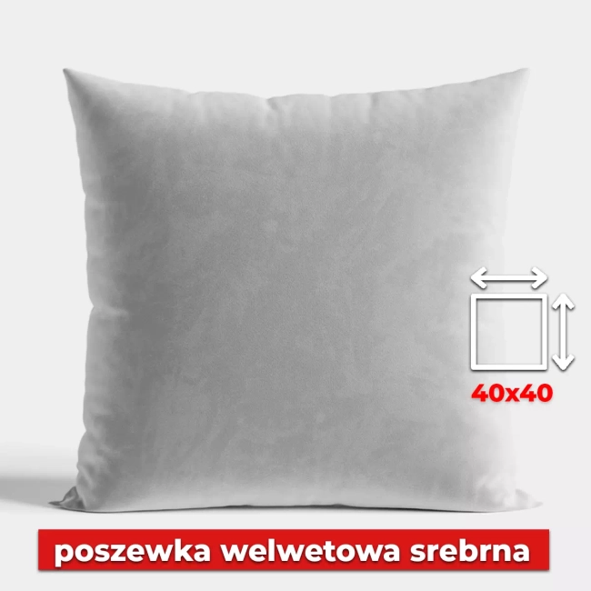 Poszewka Welwet 40x40 w kolorze Srebrny z zamkiem